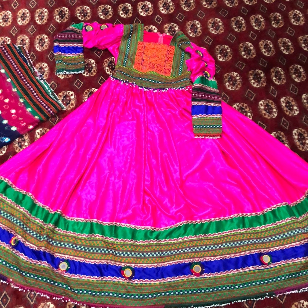 Hot pink afghan dress